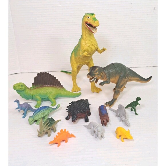 Vtg & Modern Dinosaur Lot (13) Imperial T-Rex Tyrannosaurus Larami Ankylosaurus - Picture 1 of 6